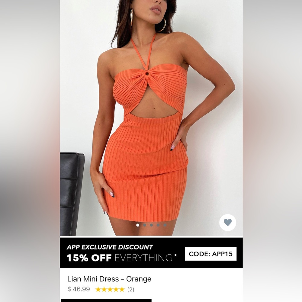 ORANGE CUTOUT MINI DRESS - Picture 3 of 8